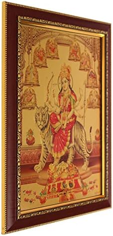 Craptorious Lord Parvati religios religios auriu arta de perete în culoare roșie, cu cadru realizat manual pentru templu, decor