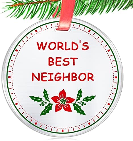Elegant Chef Chef din lume cel mai bun vecin ornament de Crăciun- Aprecieri vecin, mulțumesc ideea de cadou- Oțel inoxidabil de 3 inci plat