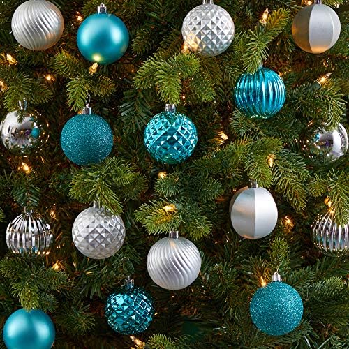 Aproape natura natural de distracție de vacanță, 101 set de ornament de brad de Crăciun, 60mm cu tub reutilizabil, albastru
