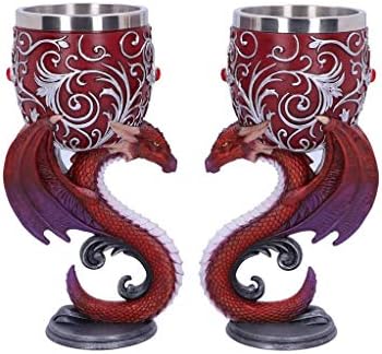 Nemesis Now Devotion Twin Dragon Heart Set de două goblete, Polyresin, Red, 2 Count