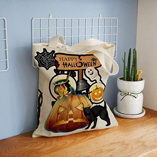 Halloween Jack-O-Lantern Black Cat Bats Bats Hatch Patter Bag pentru femei, genți alimentare reutilizabile, pungi drăguțe cu