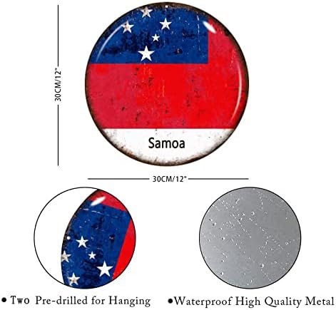 Madcoltote Samoa Samoa Metal Samoa Flag Semn de bun venit pentru pridvor Front Flag național Artă personalizată Art Artă Farmhouse