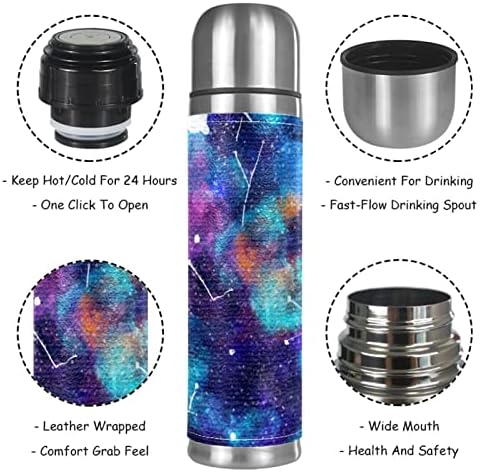 Sticlă de apă izolată, termos pentru băuturi calde, Univers Space Purple Constellation, cafea Termos Sticlă de apă din oțel