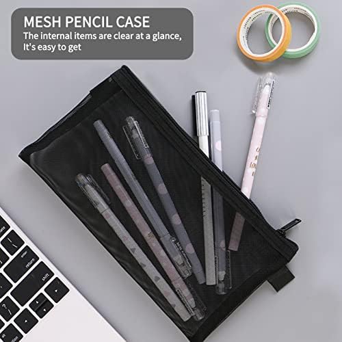 Geantă de creion Cicikiea, pungă de pen de plasă cu fermoar 4pcs, carcasă cu creion multifuncțional Organizator Bag pentru