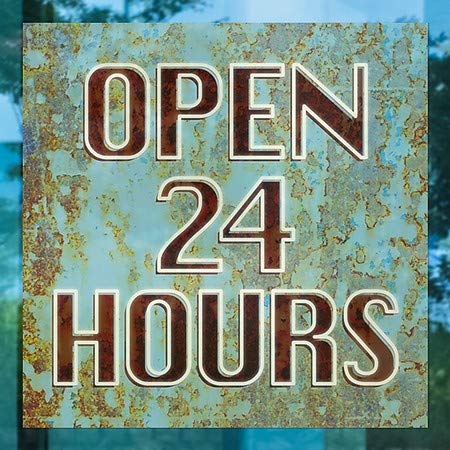 Cgsignlab | „Deschideți 24 de ore -Gost Blue Blue” Fereastra | 5 x5