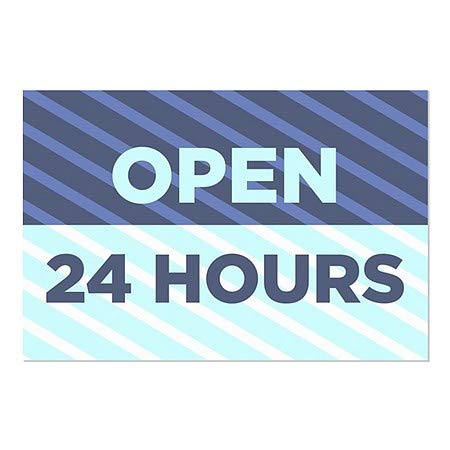CGSIGNLAB | Deschideți 24 de ore -stripes albastru Fereastra Window | 36 x24