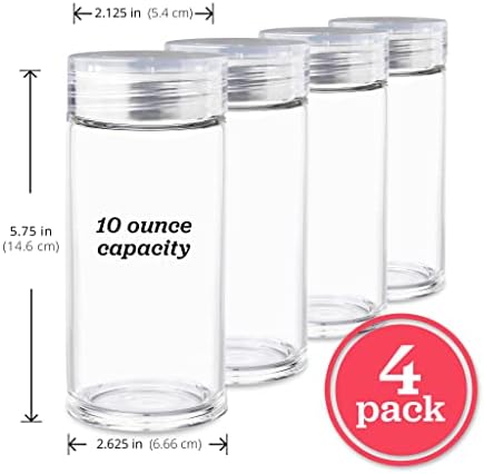 Sticle de apă din sticlă - 4 pachete de sticle de suc cu gură largă cu capace limpezi pentru sucuri, smoothie -uri, apă cu