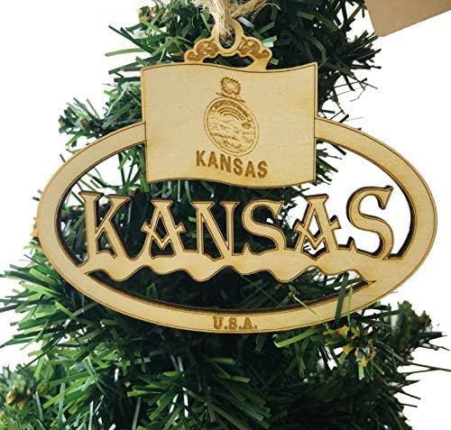 Westmon Works Kansas Ornament de Crăciun Decorare din lemn realizată manual în SUA