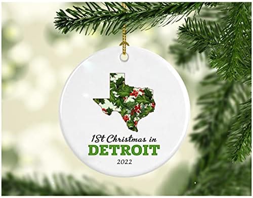 Primul Crăciun în noua noastră casă 2022 Detroit Texas Ornament Colecțiabil primul sezon Living în TX SUA Decorații Arbore