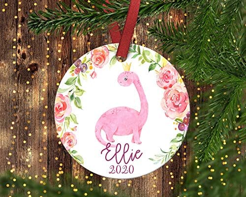 „N/A” 3 ”fete dinozaur ornament de Crăciun dinozaur roz dinozaur personalizat Ornament de Crăciun Ornament Ceramică de Crăciun