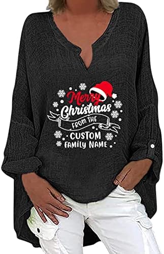 Casual Christmas Tops de Crăciun pentru femei cu mânecă lungă v gât neregulat tricou top tricou tricou casual lenjerie de lenjerie