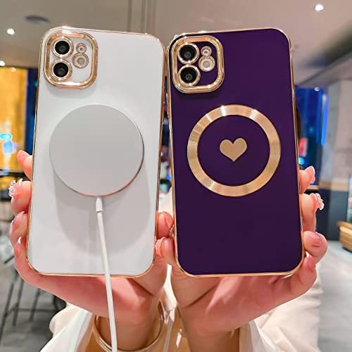 Weonmov pentru iPhone 11 Carcasă compatibilă cu Magsafe, Luxury Love Heart Soft Phone Carcasă, Protecție completă a lentilelor