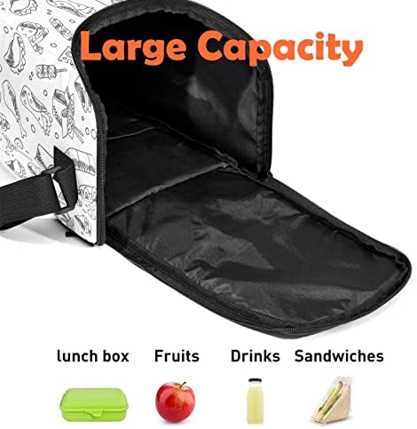 Genți de prânz pentru femei bărbați, geantă izolată trasă manual pentru prânz Fast Food cu curea de umăr reglabilă pentru școală,